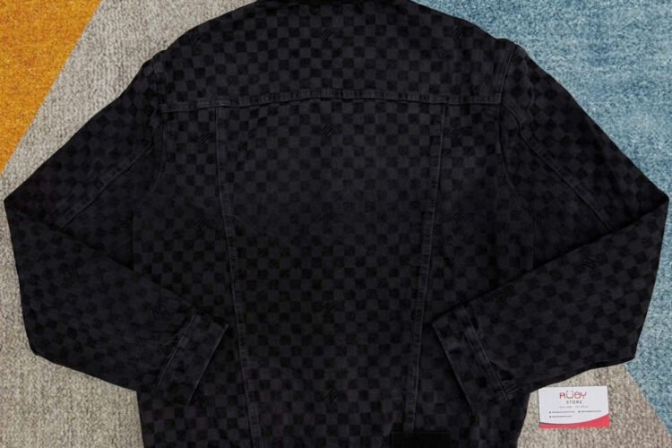 Áo Khoác LV Flocked Damier Denim Trucker Jacket đen