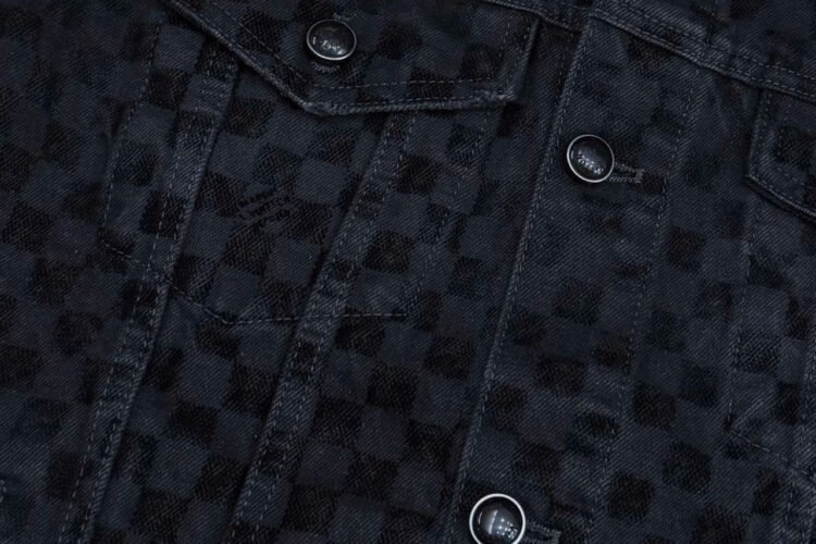 Áo Khoác LV Flocked Damier Denim Trucker Jacket đen