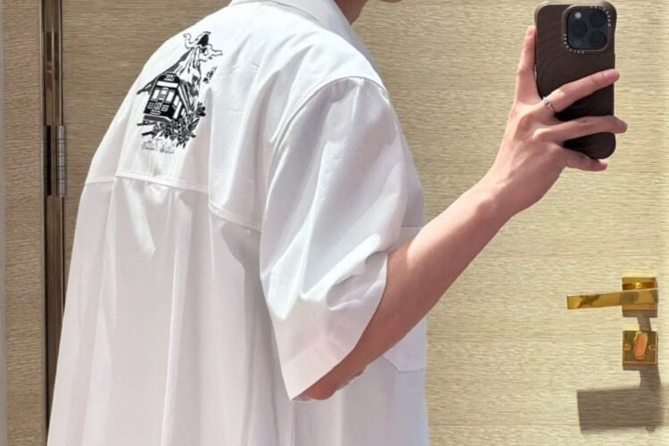 Áo Sơ Mi Trắng LV Embellished Short-Sleeved Shirt