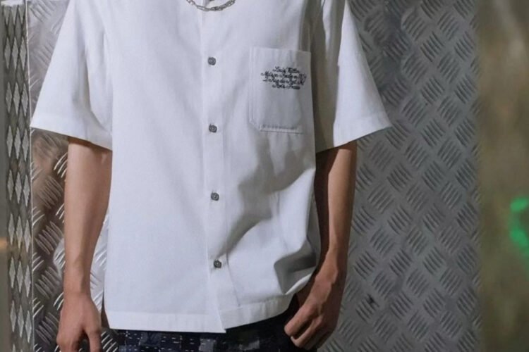 Áo Sơ Mi Trắng LV Embellished Short-Sleeved Shirt
