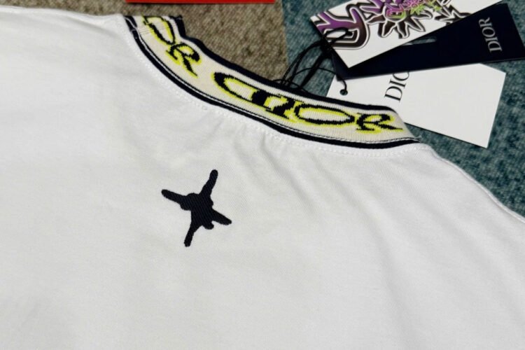Áo Thun Dior and Lewis Hamilton T-shirt Relaxed Fit White Cotton Jersey Trắng
