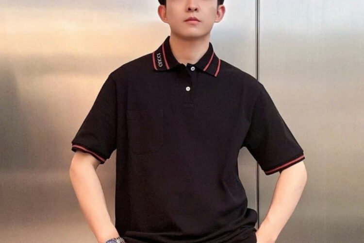 Áo Thun Gucci Cotton Piquet Polo Shirt Black SS25 Màu Đen
