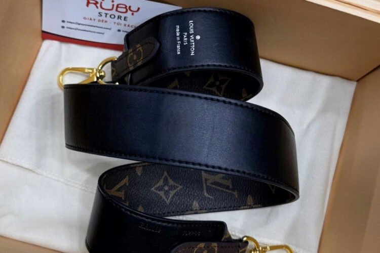 Dây Túi LV Bandouliere Shoulder Strap Monogram Black Nâu Đen