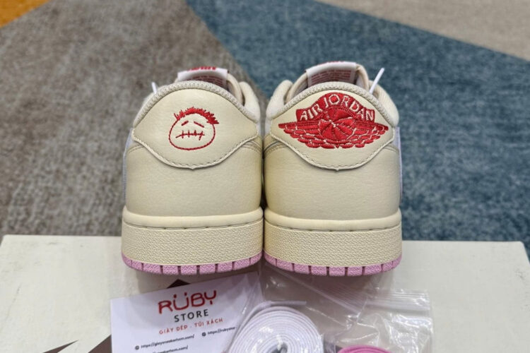 Giày Air Jordan 1 Low OG Travis Scott Muslin Shy Pink Trắng hồng
