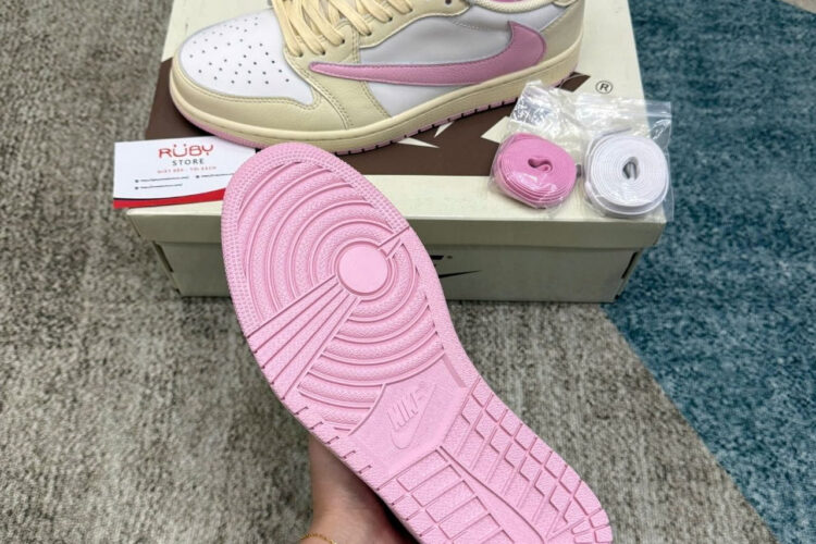 Giày Air Jordan 1 Low OG Travis Scott Muslin Shy Pink Trắng hồng