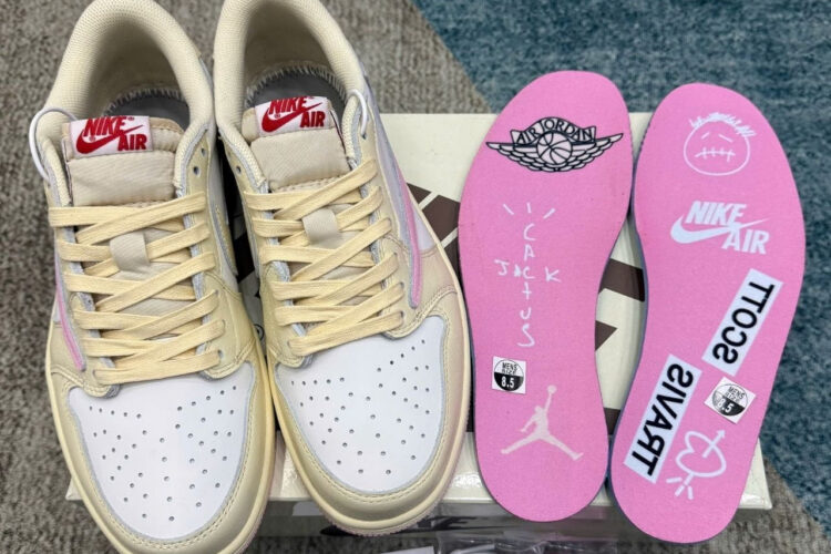 Giày Air Jordan 1 Low OG Travis Scott Muslin Shy Pink Trắng hồng