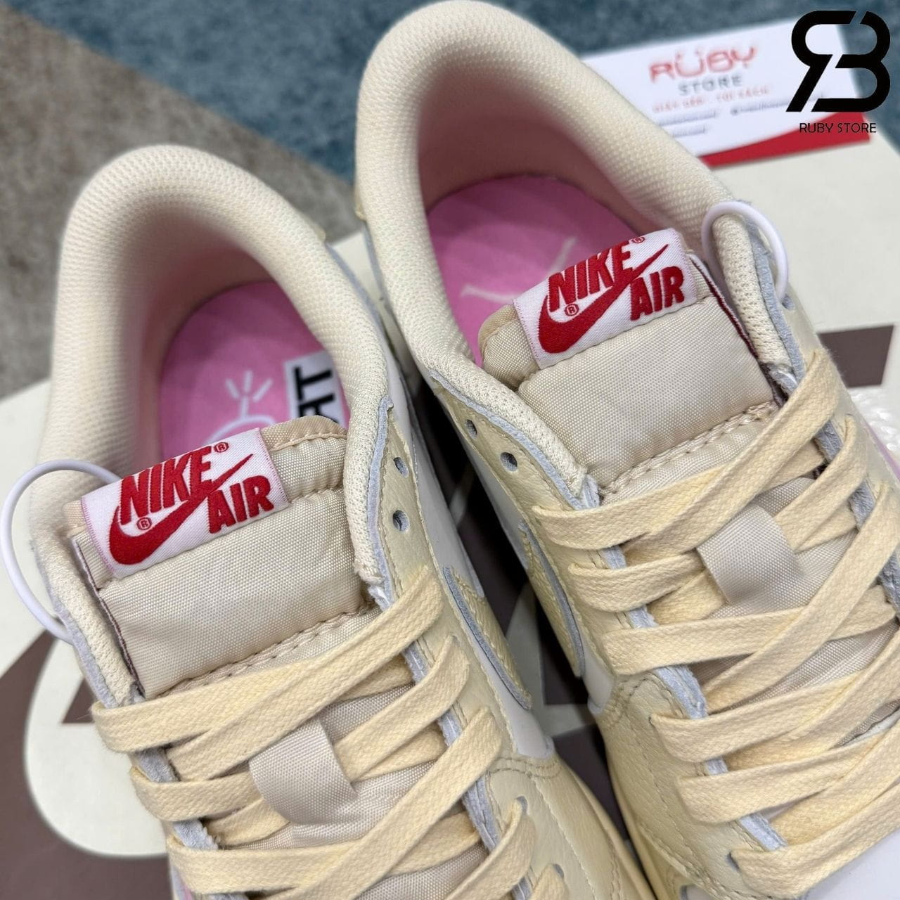 Giày Air Jordan 1 Low OG Travis Scott Muslin Shy Pink Trắng hồng