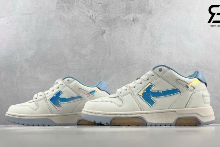 Giày Off-White Out Of Office White Iridescent Blue Trắng Xanh Nhạt