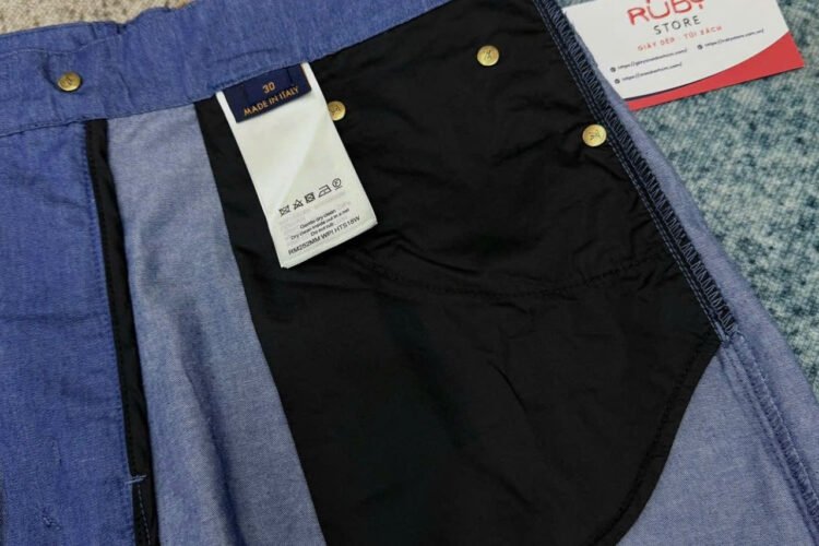 Quần Short LV Embroidered Chambray Shorts Xanh Dương
