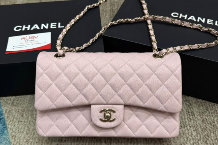 Túi CN Classic Medium Light Pink Caviar GHW Hồng