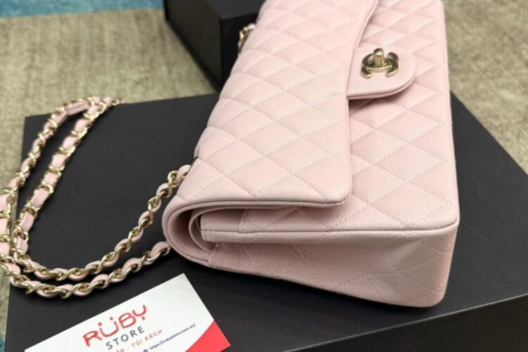 Túi CN Classic Medium Light Pink Caviar GHW Hồng