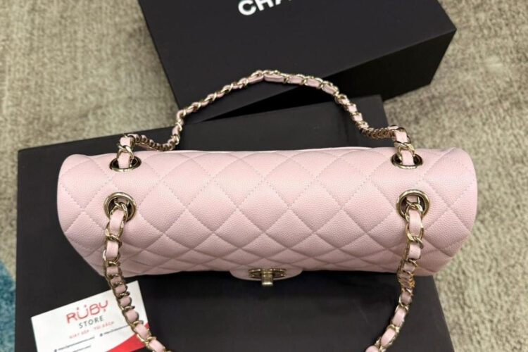 Túi CN Classic Medium Light Pink Caviar GHW Hồng