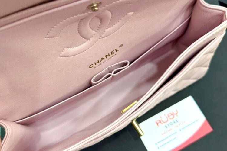 Túi CN Classic Medium Light Pink Caviar GHW Hồng
