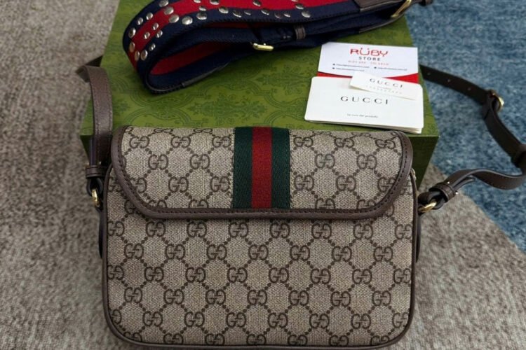 Túi Gucci Ophidia Small Shoulder Bag Beige Ebony GG Supreme