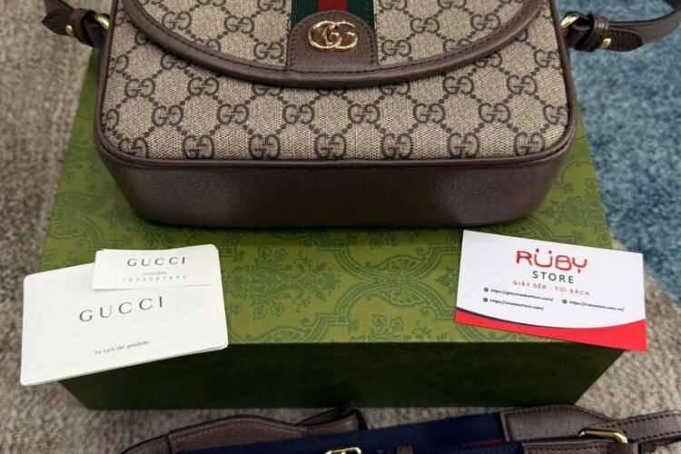 Túi Gucci Ophidia Small Shoulder Bag Beige Ebony GG Supreme
