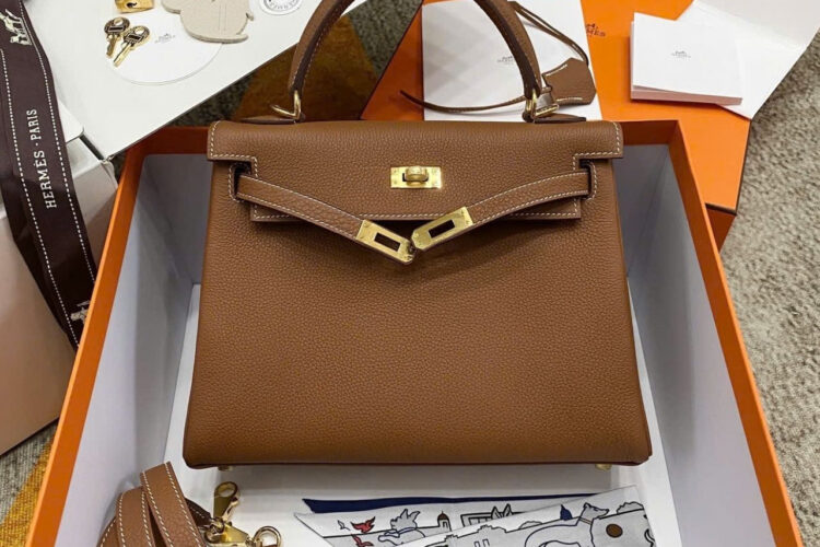 Túi Hermes Kelly 25 Gold Togo GHW Màu Nâu