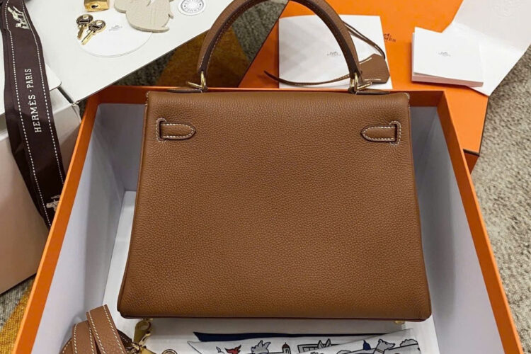 Túi Hermes Kelly 25 Gold Togo GHW Màu Nâu