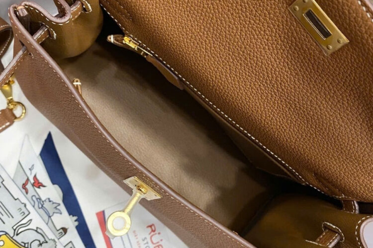 Túi Hermes Kelly 25 Gold Togo GHW Màu Nâu