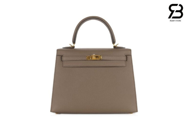 Túi Hermes Kelly 25 Gris Etain Epsom GHW Da Nhập May Tay Sale