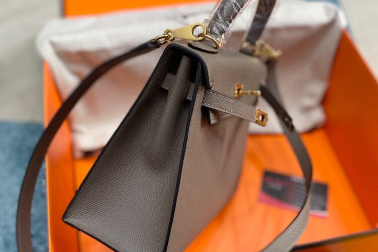 Túi Hermes Kelly 25 Gris Etain Epsom GHW Da Nhập May Tay Sale
