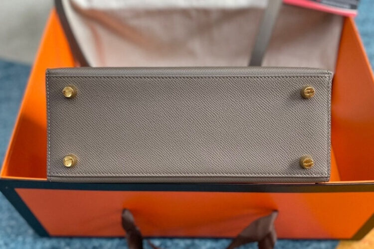 Túi Hermes Kelly 25 Gris Etain Epsom GHW Da Nhập May Tay Sale