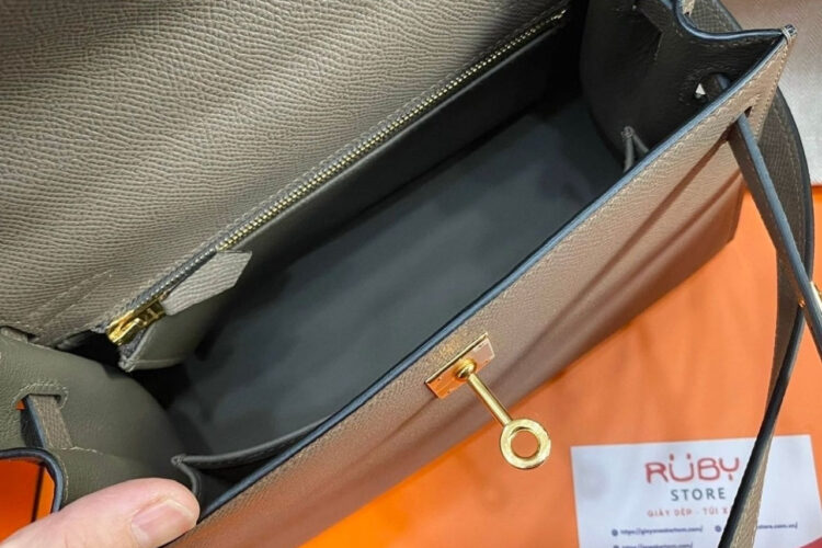 Túi Hermes Kelly 25 Gris Etain Epsom GHW Da Nhập May Tay Sale