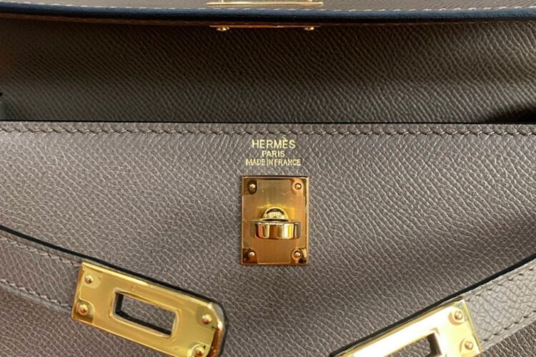 Túi Hermes Kelly 25 Gris Etain Epsom GHW Da Nhập May Tay Sale