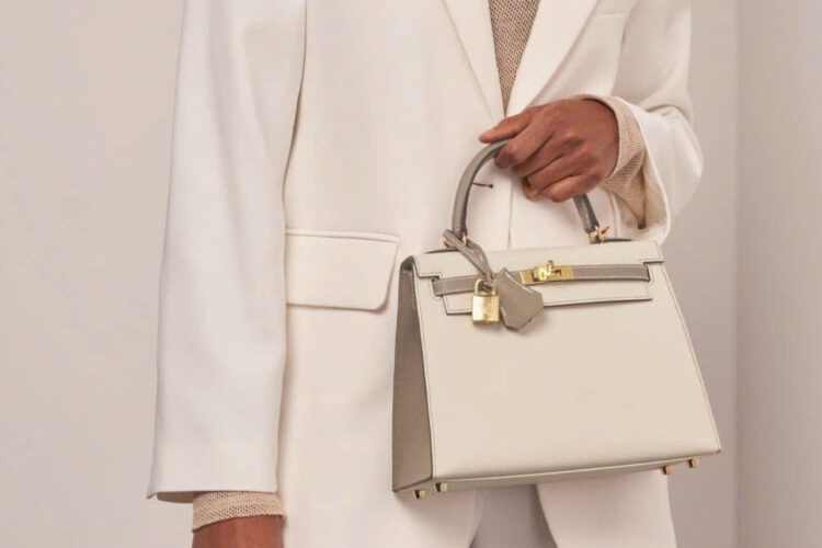 Túi Hermes Kelly 25 Sellier Craie Etain Epsom GHW Màu Kem
