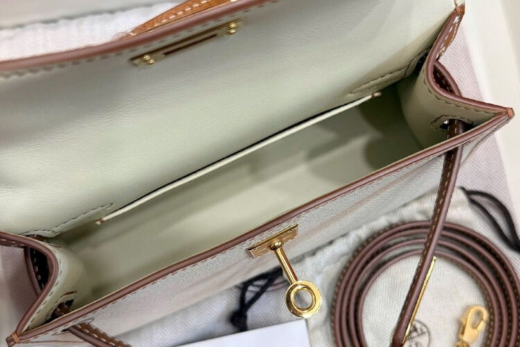 Túi Hermes Mini Kelly II Craie Gold Epsom GHW Màu Kem Nâu