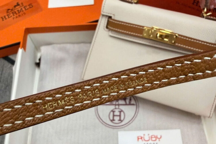 Túi Hermes Mini Kelly II Craie Gold Epsom GHW Màu Kem Nâu