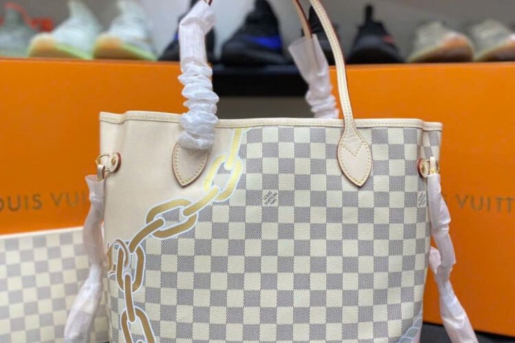 Túi LV 2023 Neverfull MM Tote Bag Damier Azur Nautical N40147