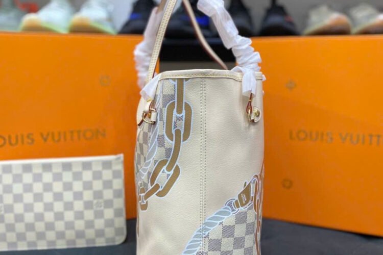 Túi LV 2023 Neverfull MM Tote Bag Damier Azur Nautical N40147