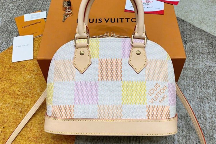 Túi LV Alma BB N40516 Peach Giant Damier Màu Trắng Be