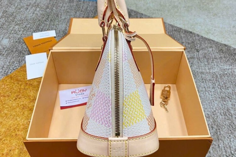 Túi LV Alma BB N40516 Peach Giant Damier Màu Trắng Be