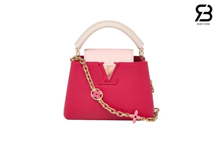 Túi LV Capucines Mini Rose Pondicherry Flower Chain 21CM Hồng