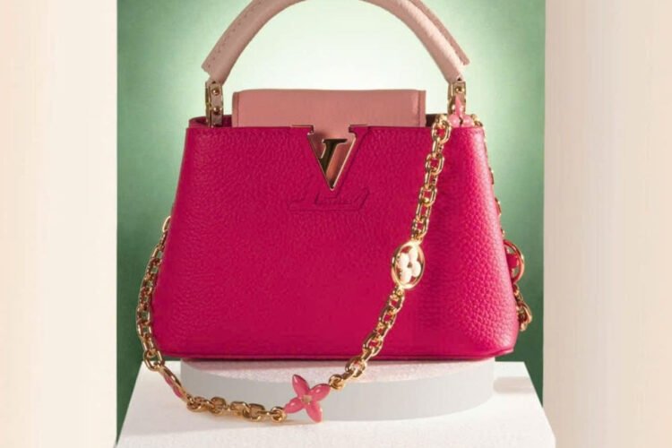 Túi LV Capucines Mini Rose Pondicherry Flower Chain 21CM Hồng