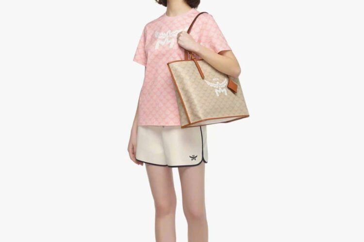 Túi MCM Medium Himmel Shopper in Lauretos Oatmeal Màu Be Nâu