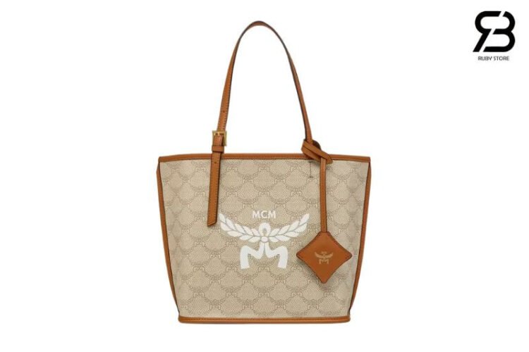 Túi MCM Mini Himmel Shopper in Lauretos Oatmeal Màu Be Nâu