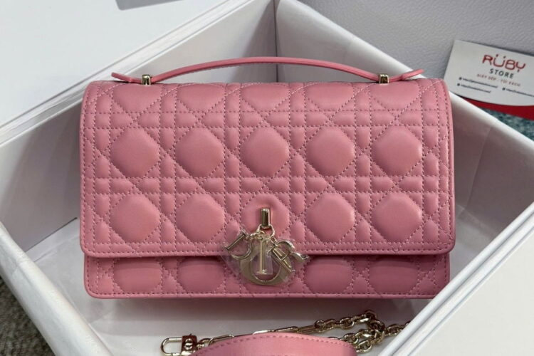 Túi Miss Dior Top Handle Bag Melocoton Pink Lambskin Hồng