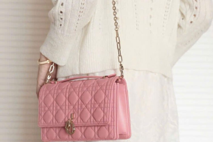Túi Miss Dior Top Handle Bag Melocoton Pink Lambskin Hồng
