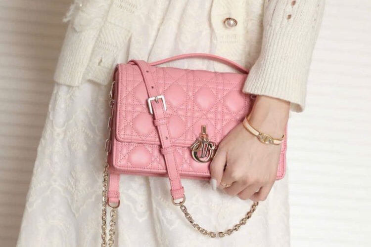 Túi Miss Dior Top Handle Bag Melocoton Pink Lambskin Hồng