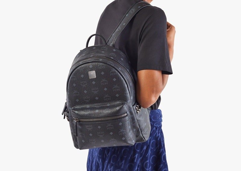 Ba Lô MCM Medium Stark Backpack In Visetos Double Zip Cognac Đen 42CM Best Quality