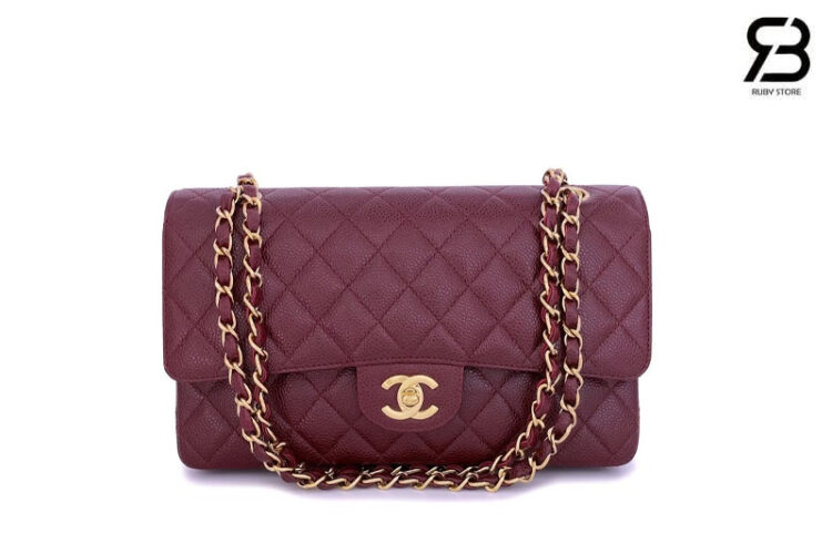 Túi Chanel Classic Medium Burgundy Caviar Đỏ Vang Best Quality