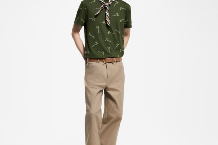 Áo LV Jacquard Cotton Kalamata T-Shirt Màu Xanh Rêu