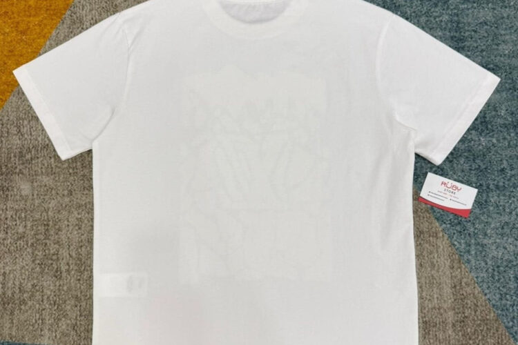 Áo LV Ski Velvet Jacquard Short-Sleeved T-Shirt White Mountain