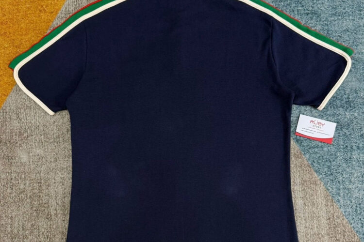 Áo Thun Gucci Cotton Jersey Polo Shirt With Web Navy Màu Xanh ­đậm