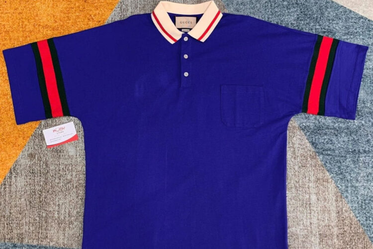 Áo Thun Gucci Cotton Polo Shirt With Pocket Blue Màu Xanh