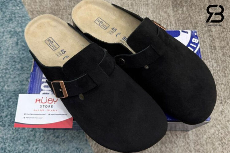 Dép Birkenstock Boston Soft Footbed Black Màu đen