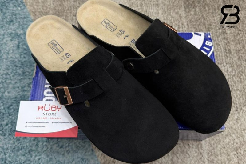 Dép Birkenstock Boston Soft Footbed Black Màu đen