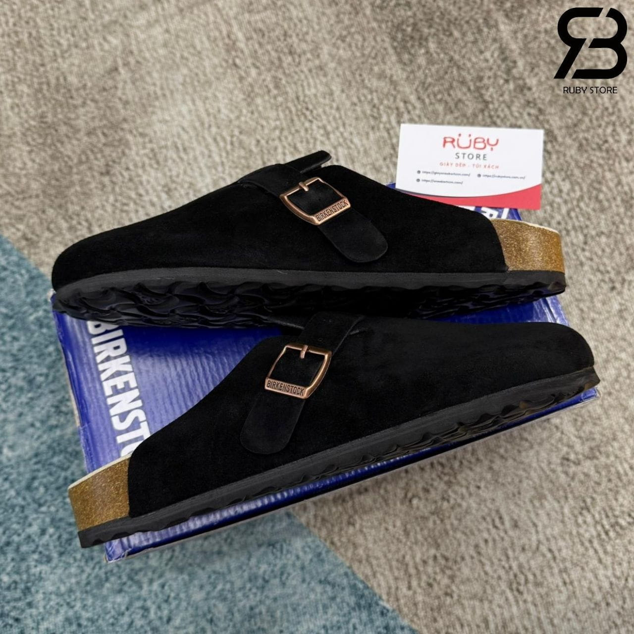 Dép Birkenstock Boston Soft Footbed Black Màu đen